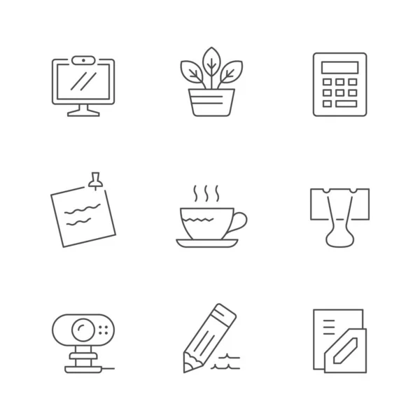 Set line icons of workspace isolated on white — Stock Vector