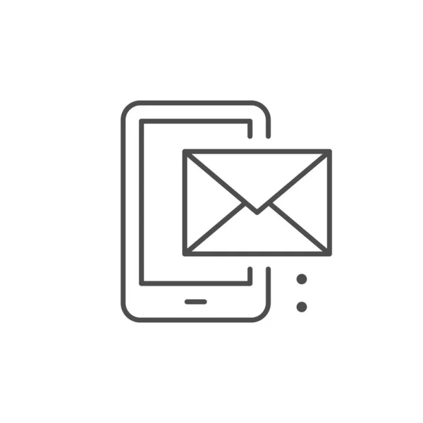 Mobiele e-mail line outline icoon — Stockvector