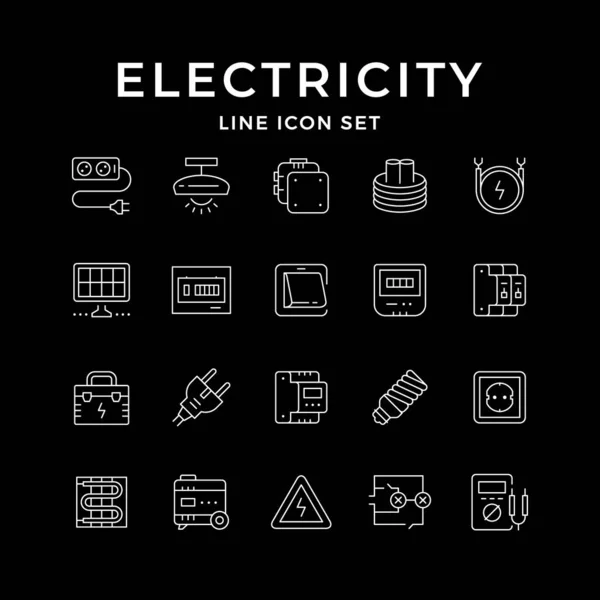 Stel lijn pictogrammen van elektriciteit — Stockvector