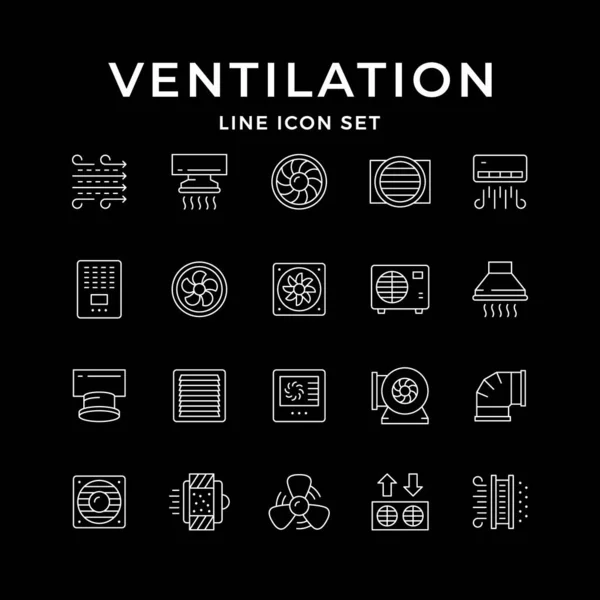 Установить иконки линий вентиляции — стоковый вектор