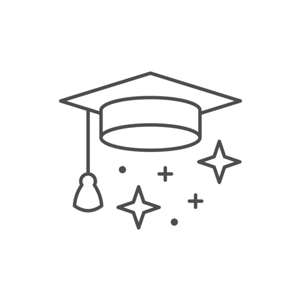 Graduation cap line outline icon isolated on white — 图库矢量图片