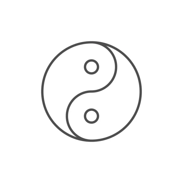 Yin yang linha esboço ícone isolado no branco — Vetor de Stock