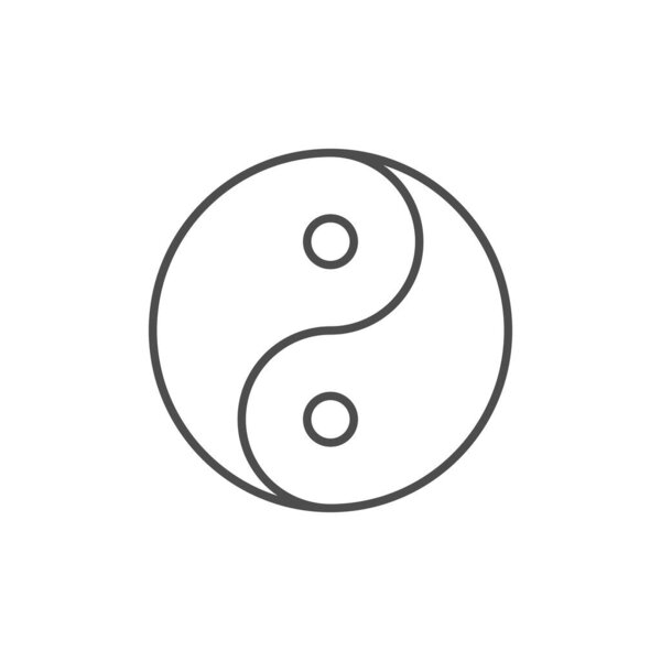 Yin yang line outline icon isolated on white