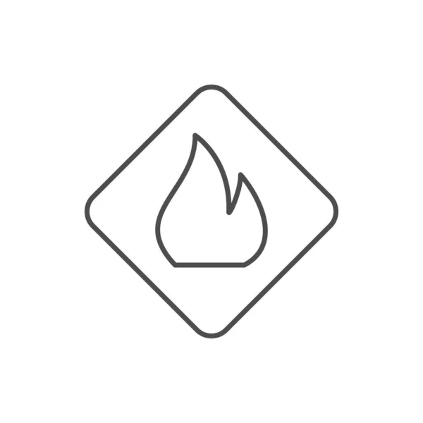 Flammable warning line outline icon — Vettoriale Stock