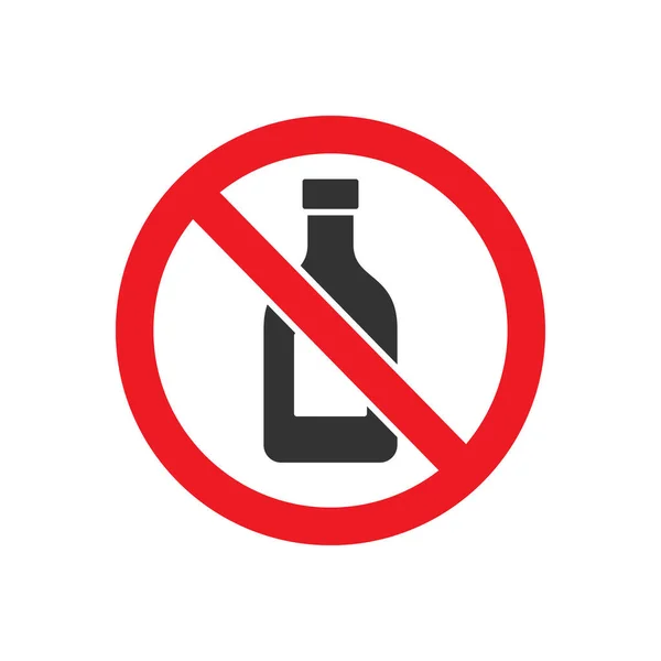 No alcohol or no drinking glyph icon — Vetor de Stock