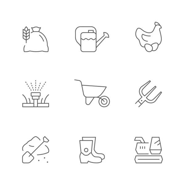 Set line icons of farming — Stock Vector