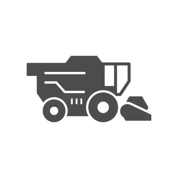Moissonneuse-batteuse agricole glyphe icône — Image vectorielle