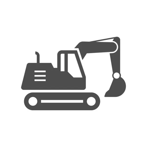 Crawler excavator or tractor glyph icon — стоковый вектор