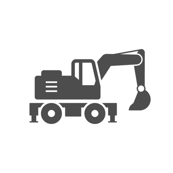 Wheel excavator or tractor glyph icon — Stockvektor