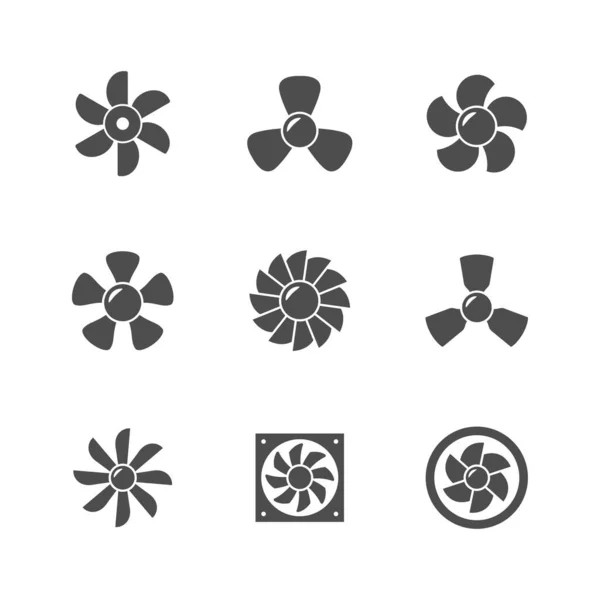 Set glyph icons of fan — Stock Vector