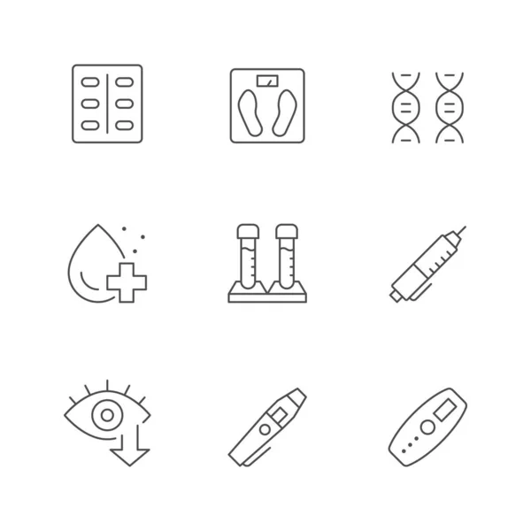 Set line icons of diabetes — стоковый вектор