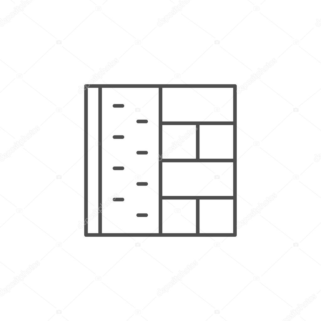 Wall insulation line outline icon