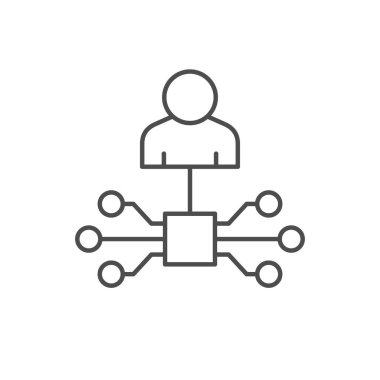 Makine öğrenme çizgisi ana hatları simgesi beyaza izole edildi