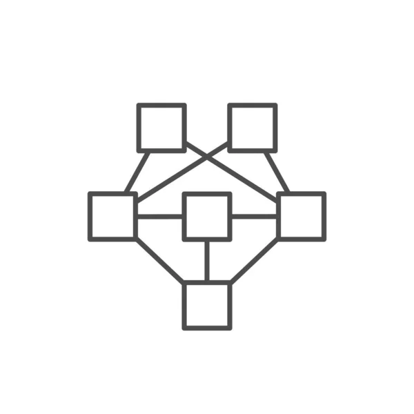 Icono de contorno de línea de red informática aislado en blanco — Vector de stock