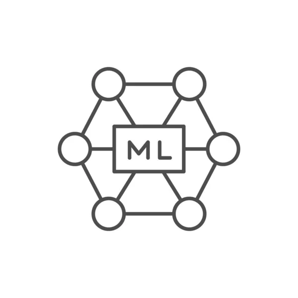 Machine learning line outline icoon geïsoleerd op wit — Stockvector