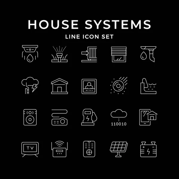 Establecer iconos de línea de los sistemas de casa — Archivo Imágenes Vectoriales