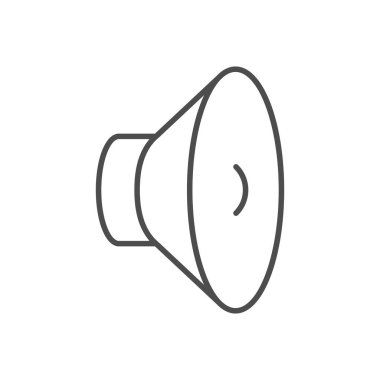 Beyaz üzerine izole edilmiş akustik hoparlör çizgisi ana hat simgesi