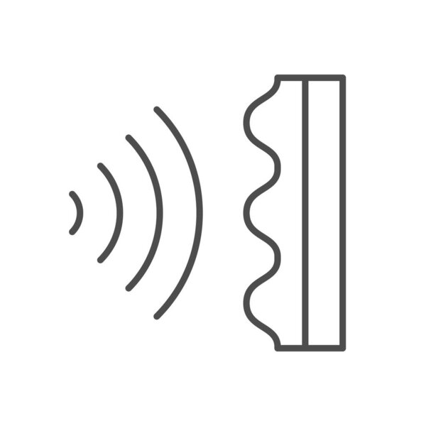 Sound absorbing panel line outline icon isolated on white