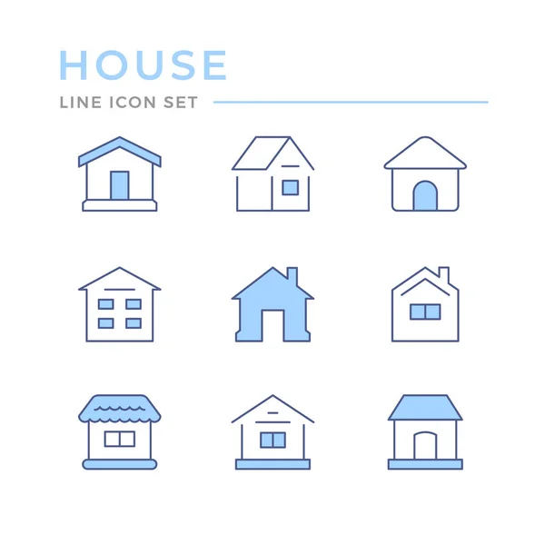Establecer iconos de línea de color de la casa — Vector de stock