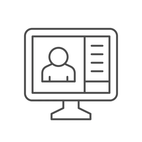 Icono de esquema de línea de reunión en línea — Vector de stock
