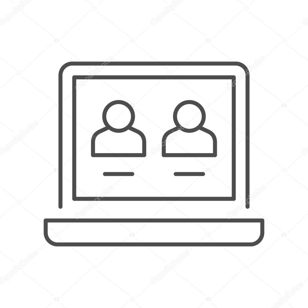 Online meeting line outline icon