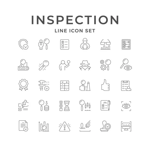 Set line icons of inspection — Stock Vector