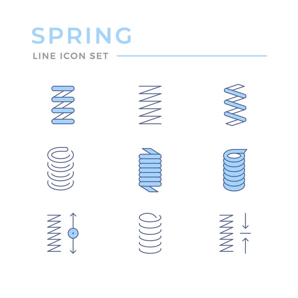 Stel kleurlijn pictogrammen van de lente — Stockvector