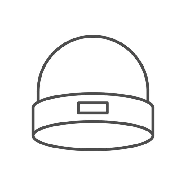 Chapeau tricoté ligne contour icône — Image vectorielle