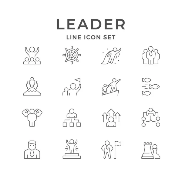 Establecer iconos de contorno de línea de líder aislado en blanco — Vector de stock