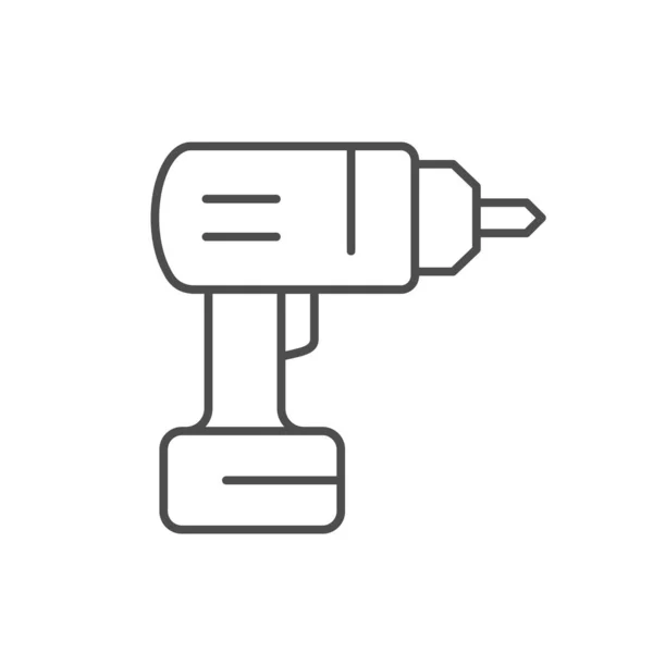 Icono de contorno de línea de destornillador eléctrico — Vector de stock