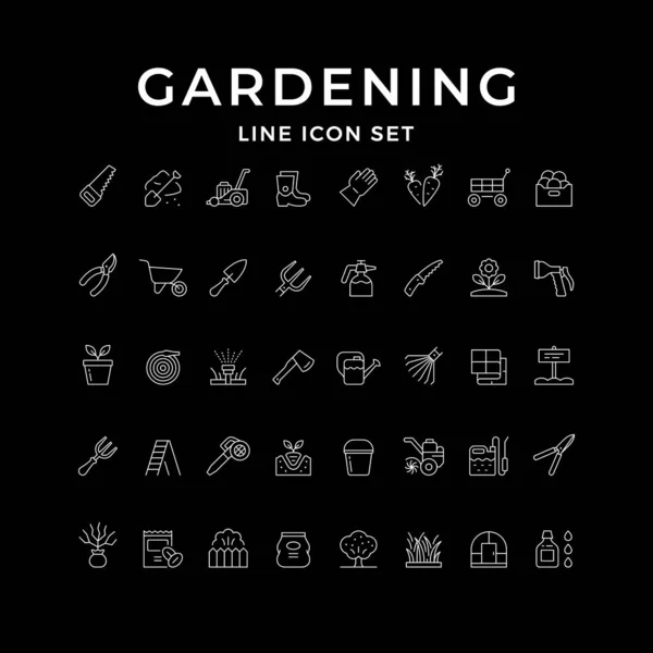 Ställ linje ikoner för trädgårdsskötsel — Stock vektor