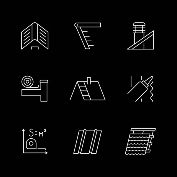 Set line outline icons of roof — Stock Vector