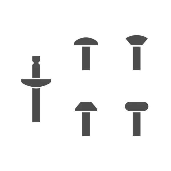Conjunto de iconos de glifo de remaches — Vector de stock