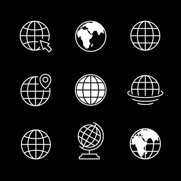 Establecer iconos de globo o planeta tierra — Vector de stock