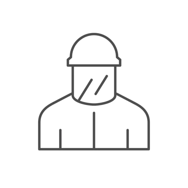Icono de contorno de línea de trabajador metalúrgico — Vector de stock