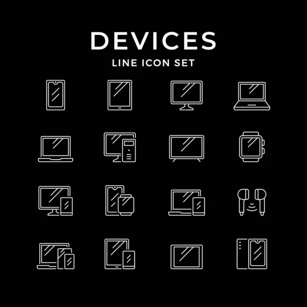 Définir les icônes de ligne des appareils et gadgets — Image vectorielle