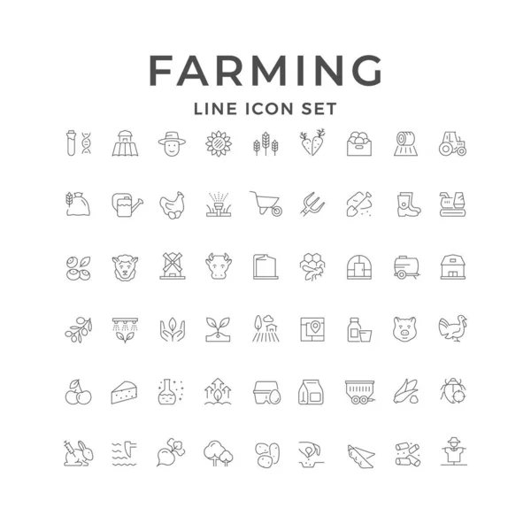 Impostare icone linea di agricoltura — Vettoriale Stock