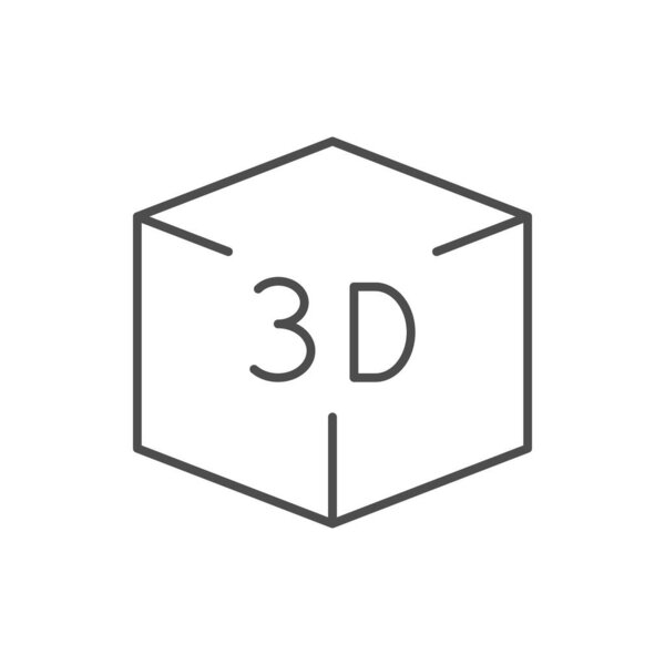 3D or three dimensions line icon