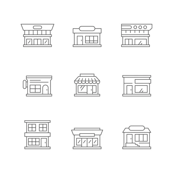 Set line icons of shop building — Vetor de Stock