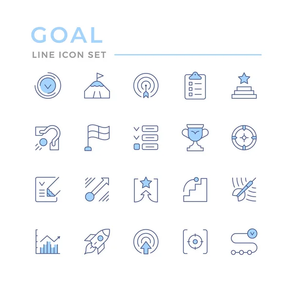 Set color line icons of goal — Stock Vector