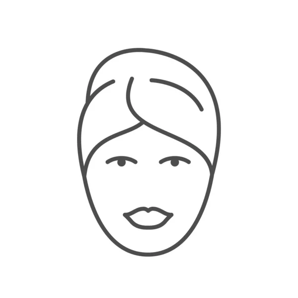 Woman face with towel line icon — Stock vektor