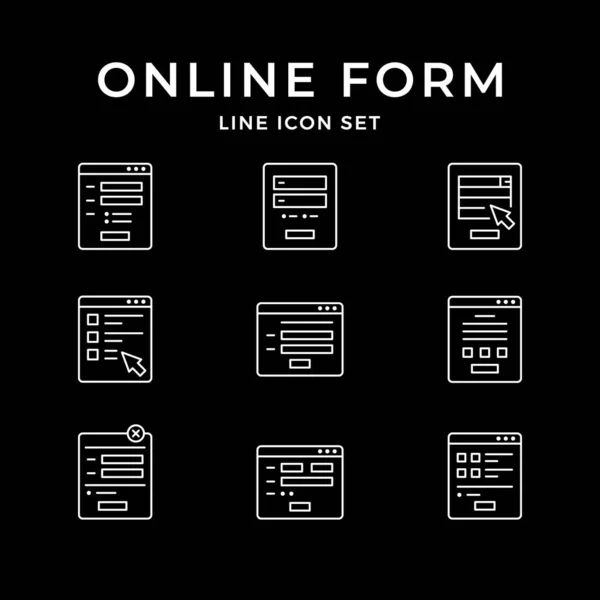 Установить иконки линий онлайн-формы — стоковый вектор