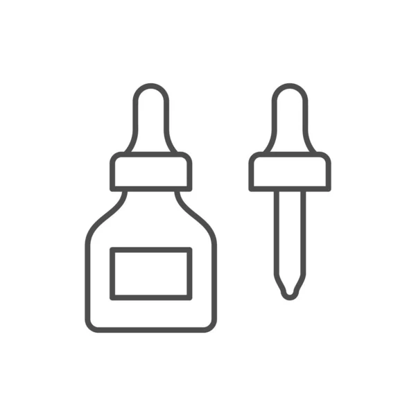 Flaska med pipett linje ikon — Stock vektor