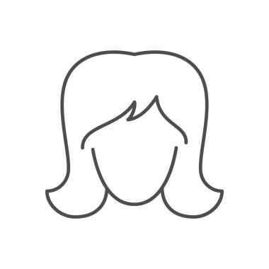 Kadın baş taslak simgesi beyaza izole edildi. Vektör illüstrasyonu