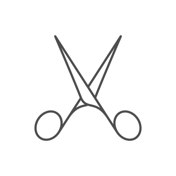 Scissors Tool Line Outline Icon Isolated White Vector Illustration — Stock Vector