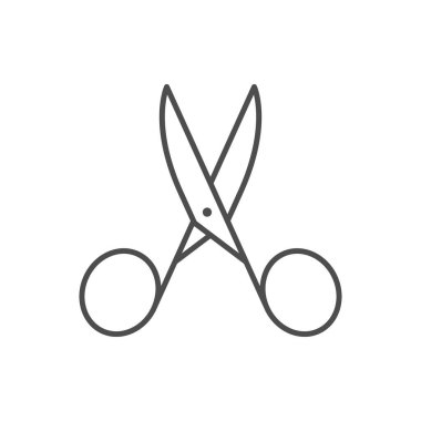 Makas ya da makas çizgisi çizgisi beyaz üzerine izole edilmiş ikon. Vektör illüstrasyonu