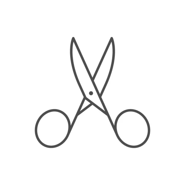 Nůžky Nebo Nůžky Obrys Ikony Izolované Bílém Vektorová Ilustrace — Stockový vektor