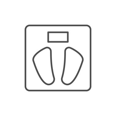 Döşeme ölçekleri beyaz üzerine izole edilmiş ana hat ikonu. Vektör illüstrasyonu