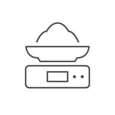 Besin tartı çizgisi ana hatları beyaz üzerine izole edilmiş. Vektör illüstrasyonu