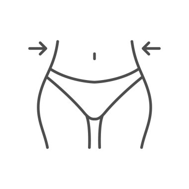 İnce çizgi ana hatları simgesi beyaza izole ediliyor. Vektör illüstrasyonu